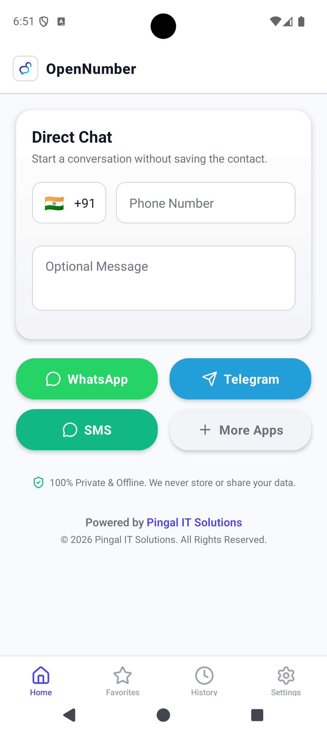 Open Number Home Screen